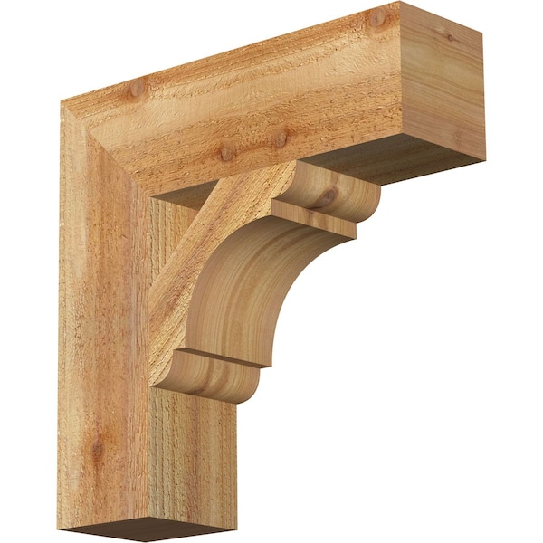 Ekena Millwork Olympic Block Rough Sawn Bracket, Western Red Cedar, 4"W x 14"D x 14"H BKT04X14X14OLY05RWR - main
